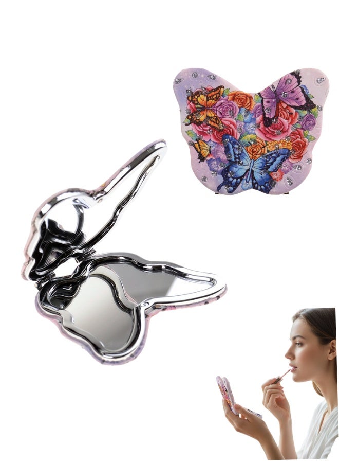 Foldable Butterfly Travel Makeup Mirror – Portable Handheld Vanity Mirror with 10x Magnification - Image 1